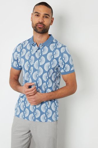Edison' Shell Print Cotton Jersey Polo Shirt - - XL - Threadbare - Modalova