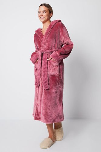 Womens 'Arnie' Faux Fur Trim Dressing Gown - - L - Threadbare - Modalova