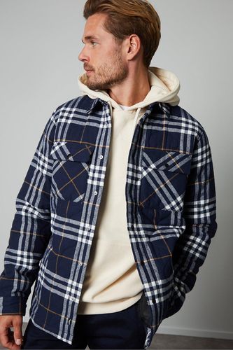 Dudley' Brushed Cotton Check Overshirt With Quilted Lining - - L - Threadbare - Modalova