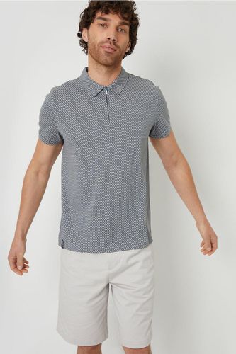 Dion' Geometric Print Zip Collar Cotton Jersey Polo Shirt - - S - NastyGal UK (+IE) - Modalova