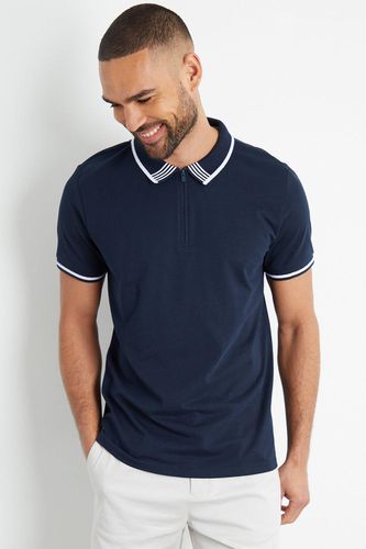 Bart' Tipping Detail Zip Neck Cotton Jersey Polo Shirt - - XL - Threadbare - Modalova
