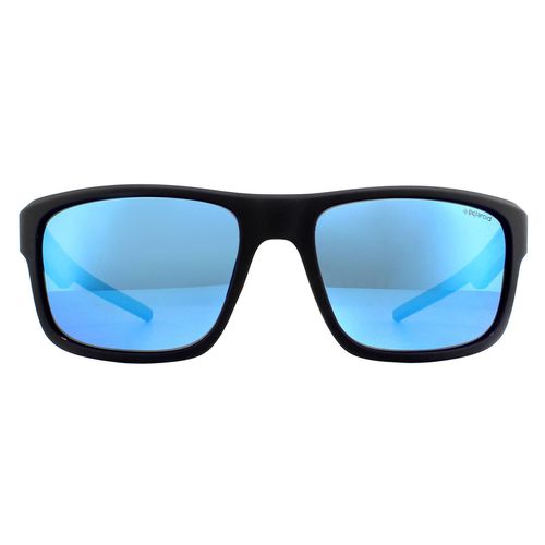 Rectangle Matte Grey Blue Mirror Polarized Sunglasses - One Size - Polaroid - Modalova