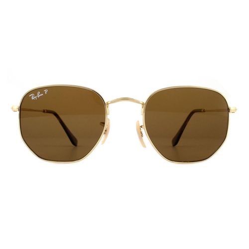 Square Gold Brown Polarized Sunglasses - - One Size - Ray-Ban - Modalova