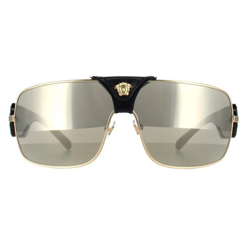 Square Shiny Black with Gold Brown Grey with Gold Mirror VE2207Q - - One Size - Versace - Modalova