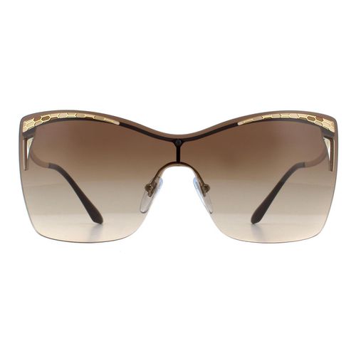 Womens Shield Pale Gold Brown Gradient Sunglasses - - One Size - Bvlgari - Modalova