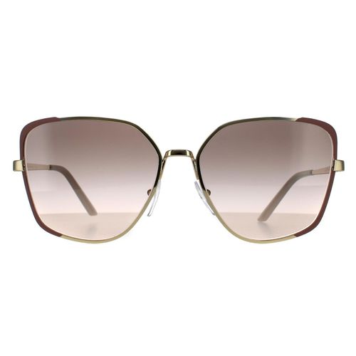 Womens Rectangle Pale Gold and Matte Pink Pink Gradient Grey Sunglasses - - One Size - Prada - Modalova