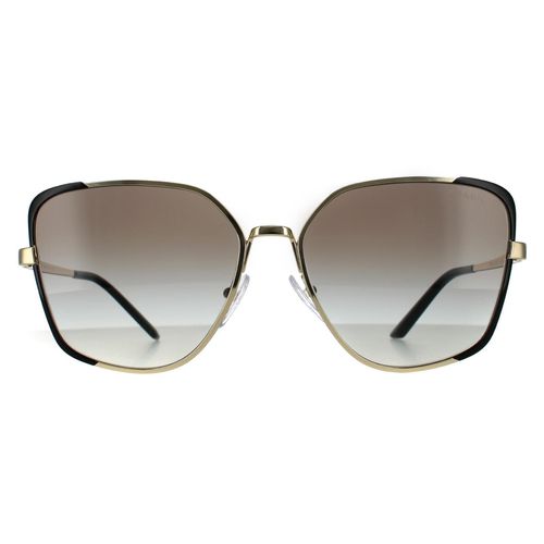 Womens Rectangle Pale Gold and Black Grey Gradient Sunglasses - - One Size - Prada - Modalova