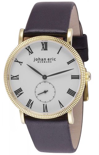 Watch, Yellow Gold Case, White Dial, Leather Strap - One Size - Johan Eric - Modalova