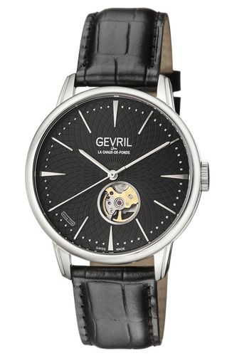 Mulberry Dial Calfskin Leather Swiss Automatic Watch - One Size - Gevril - Modalova