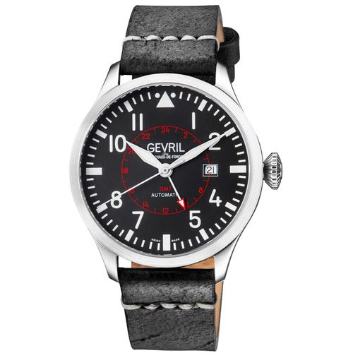 Vaughn GMT Leather Swiss Automatic ETA 2893/2 Watch - One Size - Gevril - Modalova