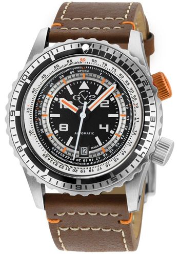 Contasecondi Swiss Aotomatic Black/Orange Dial Calfskin Leather Watch - One Size - GV2 - Modalova