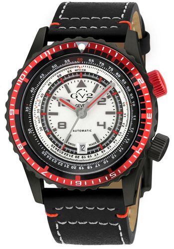 Contasecondi Swiss Automatic Silver/Red Dial Calfskin Leather Sports Watch - One Size - GV2 - Modalova