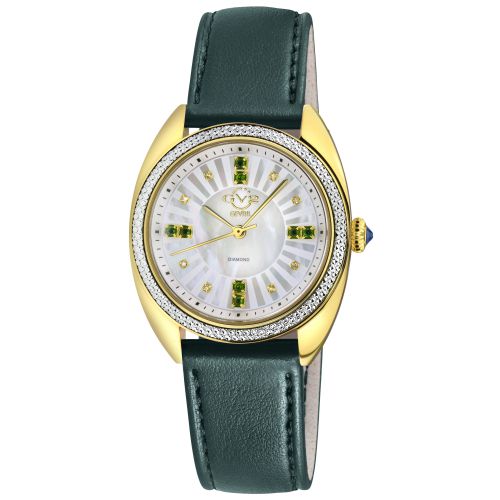 Womens Palermo Diamond , 316L Stainless Steel IPYG Case, White Dial, Genuine Vegan Leather Strap Swiss Quartz Watch - One Size - GV2 - Modalova
