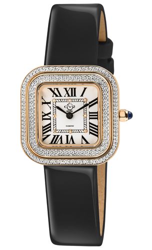 Womens Bellagio Swiss Made Diamond Watch, Silver-White Dial, Genuine Handmade Leather Strap - One Size - GV2 - Modalova