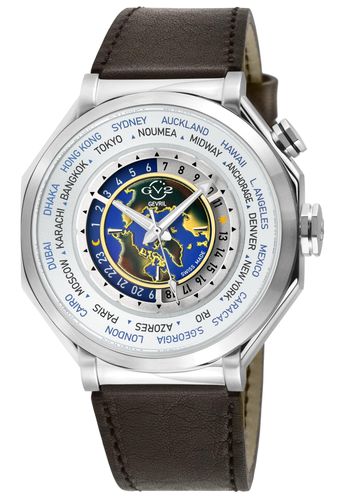 Marchese IPYG Case, Silver Dial Watch, Genuine Italian Blue Leather Strap - - One Size - GV2 - Modalova