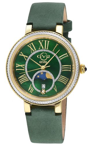 Womens Genoa SS IP Gold Case, MOP Dial, Authentic Handmade Ion Suede Leather Strap - One Size - GV2 - Modalova