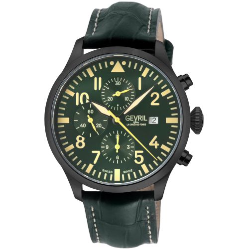 Vaughn Chronograph Olive Leather Swiss Automatic ETA 7750 Watch - - One Size - Gevril - Modalova