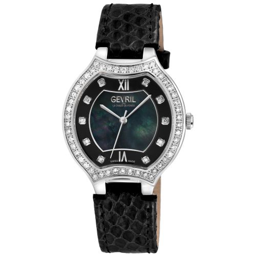 Womens Lugano Swiss Diamond , MOP Dial, 316L Stainless Steel Case, Genuine Italian Handmade Leather Strap. Swiss Quartz Watch - One Size - Gevril - Modalova
