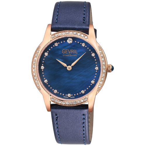 Womens Airolo Swiss Diamond 13253 Leather Swiss Quartz Watch - - One Size - Gevril - Modalova