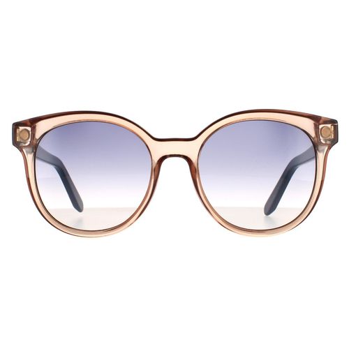 Womens Oval Crystal Nude Light Grey Gradient Sunglasses - One Size - Salvatore Ferragamo - Modalova