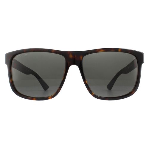 Rectangle Havana and Grey Grey Polarized Sunglasses - - One Size - Gucci - Modalova