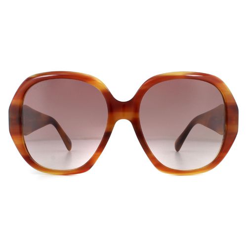 Womens Square Havana Red Gradient Sunglasses - - One Size - Gucci - Modalova