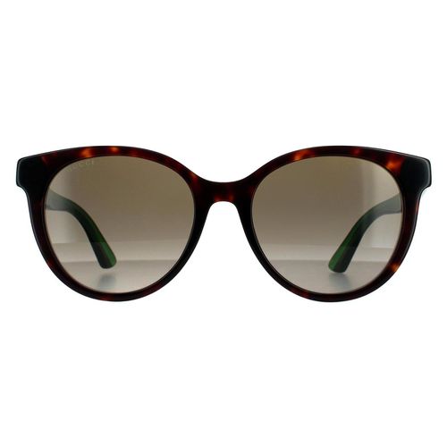 Womens Round Havana With Green and Red Gradient Sunglasses - One Size - Gucci - Modalova