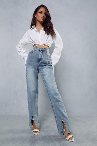 Womens Split Front Straight Leg Jeans - - XS - MISSPAP - Modalova