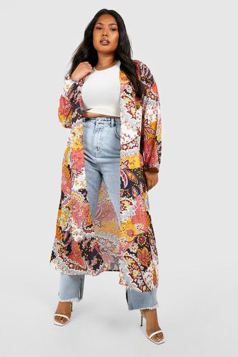 Womens Plus Paisley Long Sleeve Maxi Kimono - - 20 - boohoo - Modalova