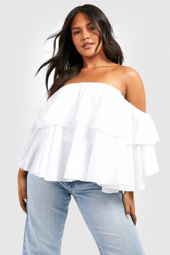 Womens Plus Off The Shoulder Ruffle Peplum Top - - 20 - boohoo - Modalova