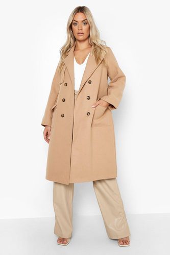 Womens Plus Tailored Self Belted Longline Coat - - 22 - boohoo - Modalova