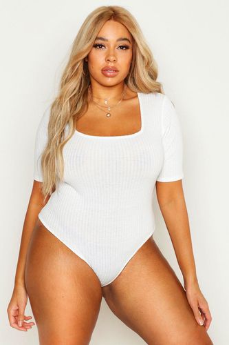 Womens Plus Rib Knit Short Sleeve Bodysuit - - 16 - boohoo - Modalova