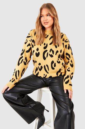 Womens Plus Leopard Knitted Jumper - - 16 - boohoo - Modalova