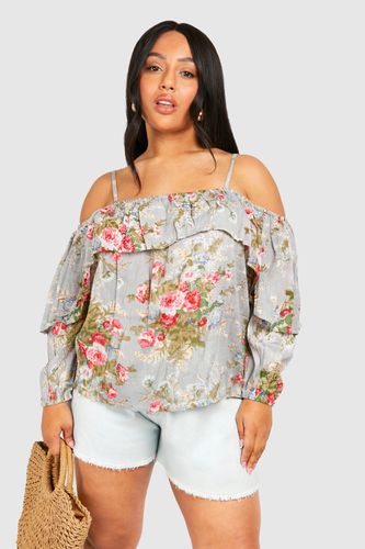 Womens Plus Floral Open Shoulder Top - - 18 - boohoo - Modalova