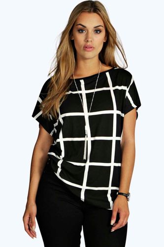 Womens Plus Grid Print Oversized T-Shirt - - 18 - boohoo - Modalova