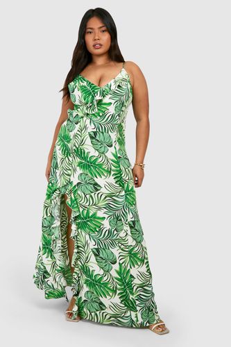 Womens Plus Tropical Print Strappy Split Maxi Dress - - 16 - boohoo - Modalova