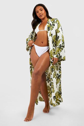 Womens Plus Palm Print Kimono - - 22 - boohoo - Modalova