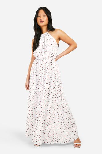 Womens Petite Polka Dot Halter Maxi Dress - - 6 - boohoo - Modalova