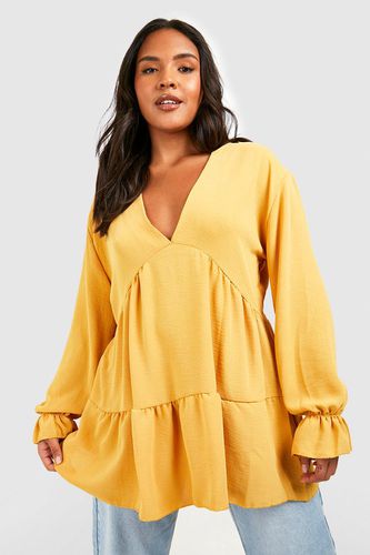 Womens Plus Smock Top - Yellow - 20 - boohoo - Modalova