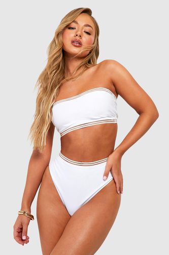 Womens Mesh Detail Bandeau High Waisted Bikini Set - - 16 - boohoo - Modalova