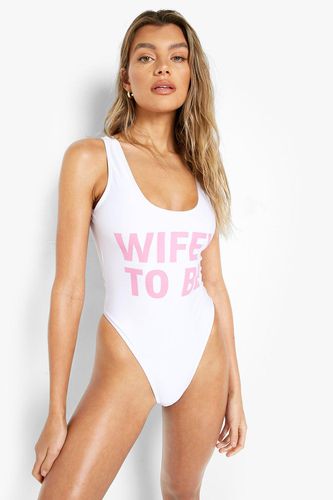 Womens Wifey To Be Bridal Slogan Swimsuit - - 12 - boohoo - Modalova