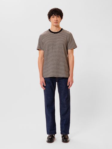 Roy Slub Stripe T-Shirt Ecru/ Men's Organic T-shirts Medium Sustainable Clothing - Nudie Jeans - Modalova