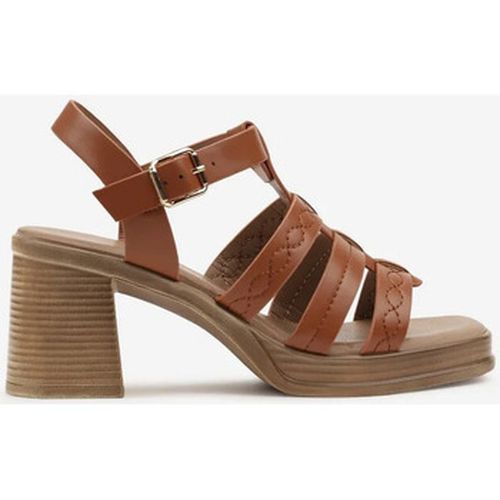 Sandales Sandale spartiate plateforme à talon bloc, Camel - Vera Collection - Modalova