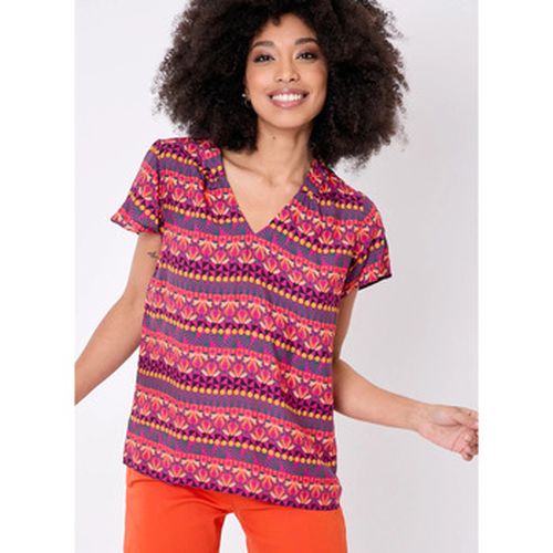 T-shirt Top imprimé fluide col V GARY - La Fiancee Du Mekong - Modalova