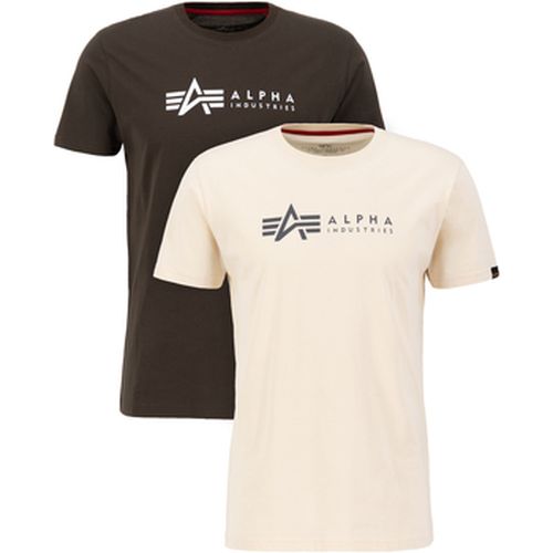 T-shirt Alpha Label T-Shirt 2 Pack - black olive/jet stream white - Alpha Industries - Modalova