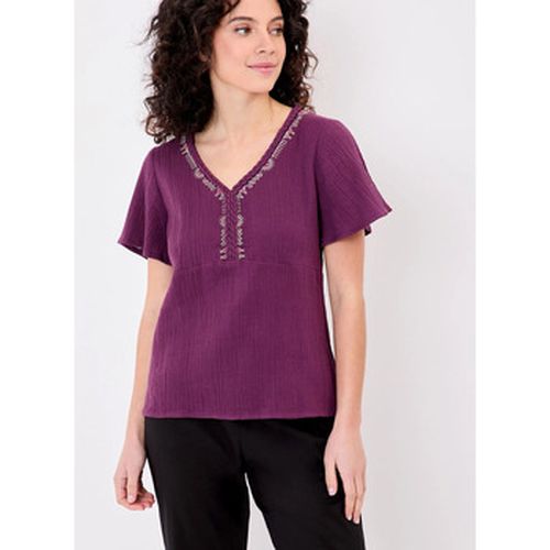 T-shirt Top col V tréssé gaze de coton bio MIMI - La Fiancee Du Mekong - Modalova