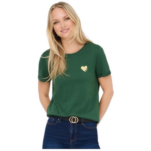 T-shirt TEE SHIRT VERT - PINENEEDLE / PRINT GOLD GLITTER HEART - M - Only - Modalova