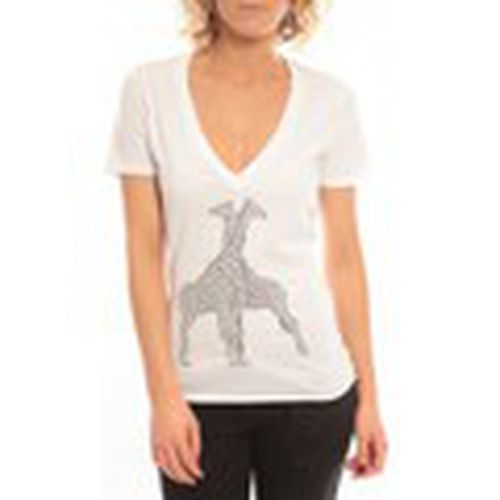 Camiseta V neck short sleeves Giraffe T00-91-80 Blanc para mujer - So Charlotte - Modalova