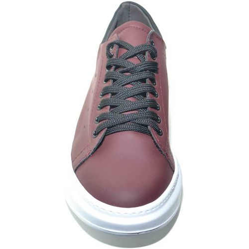 Sneakers Sneakers uomo bassa linea basic in vera pelle gommata bordeaux - Malu Shoes - Modalova