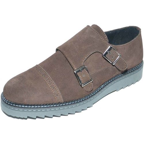 Classiche basse Scarpe uomo doppia fibbia eleganti in camoscio testa di moro fo - Malu Shoes - Modalova